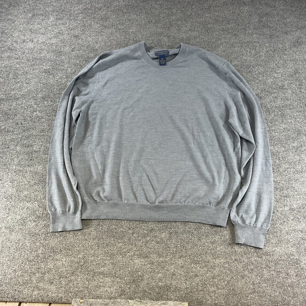 Joseph & Lyman Mens XXL Grey Italian Merino Wool Crewneck Sweater Knit Pullover